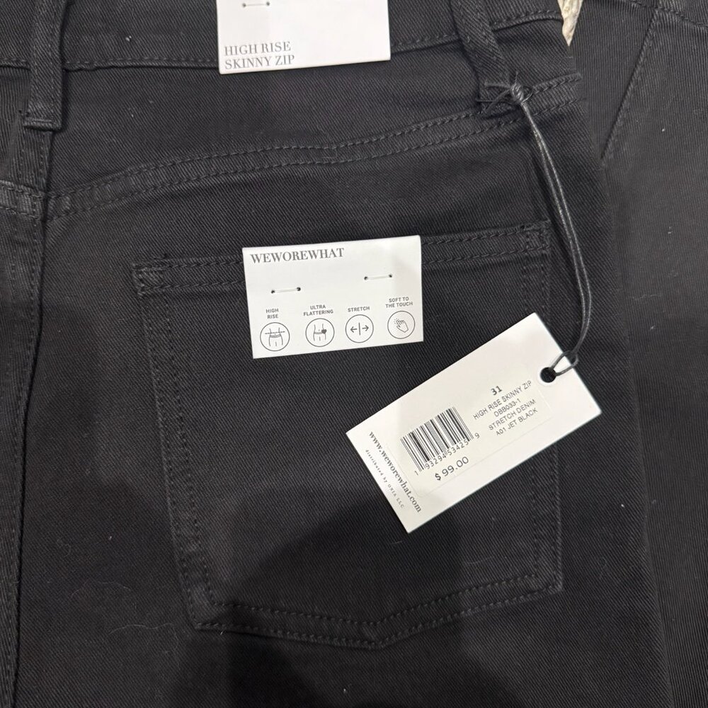 NWT WeWoreWhat High Rise Skinny Zip Stretch Denim - Picture 3 of 8